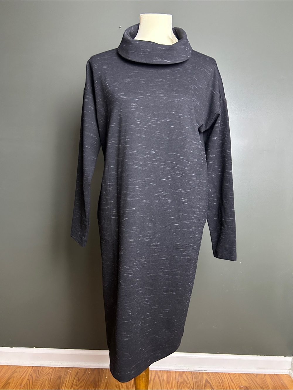 NWT J.Jill Wearever Black Cowl Neck Long Sleeve Midi Dress Small